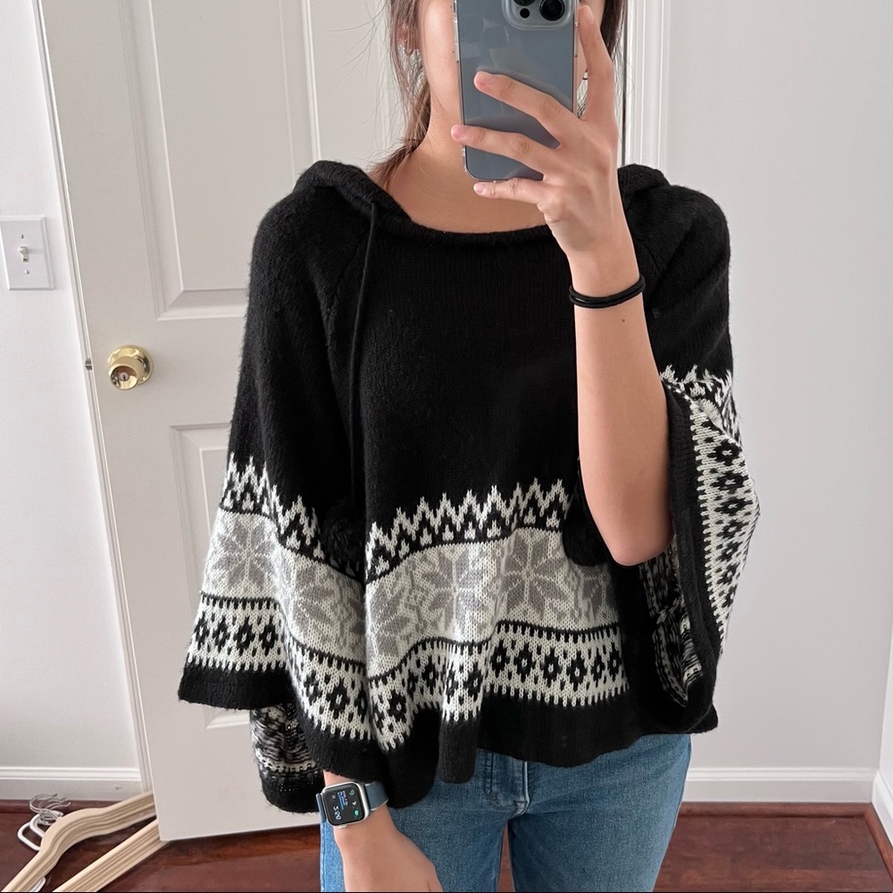 Super soft black poncho sweater